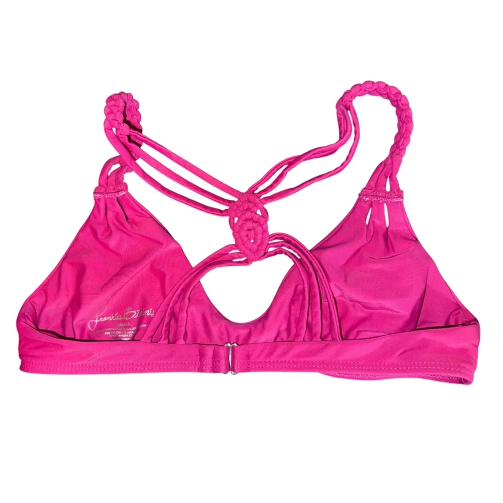 FRANKI’S BIKINI Marina Raspberry Pink Crochet Triangle Bikini Top Size Small